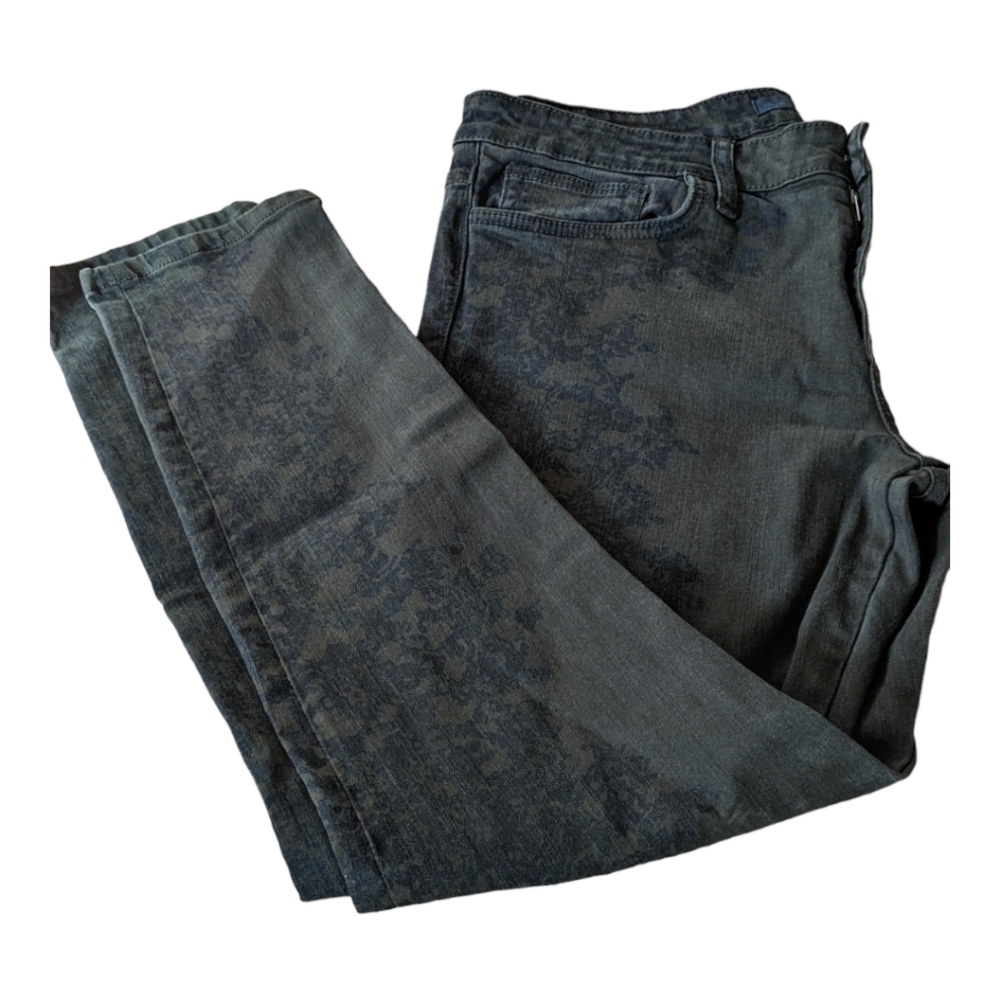 Joe's Skinny Ankle olive with black print jeans,32 waist EUC